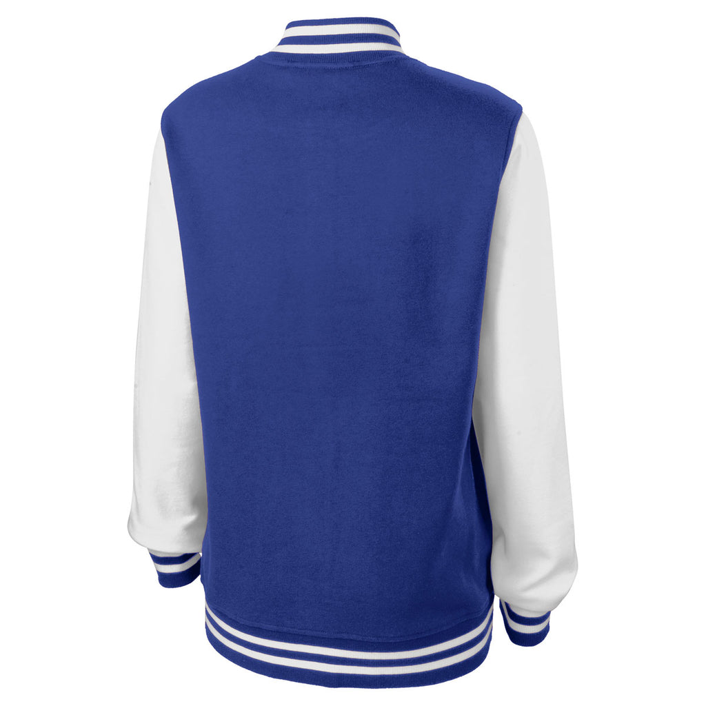 Sport-Tek Women's True Royal/White Fleece Letterman Jacket