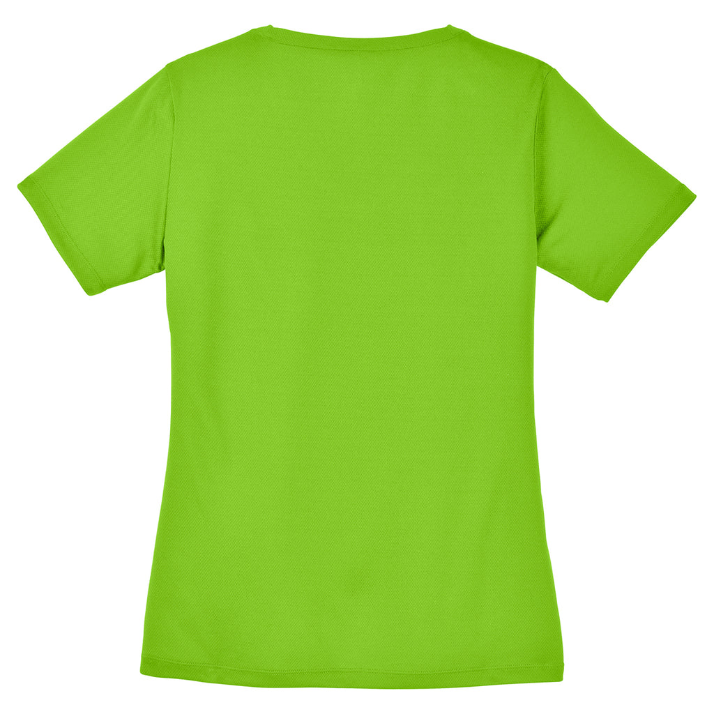 Sport-Tek Women's Neon Green PosiCharge RacerMesh V-Neck Tee