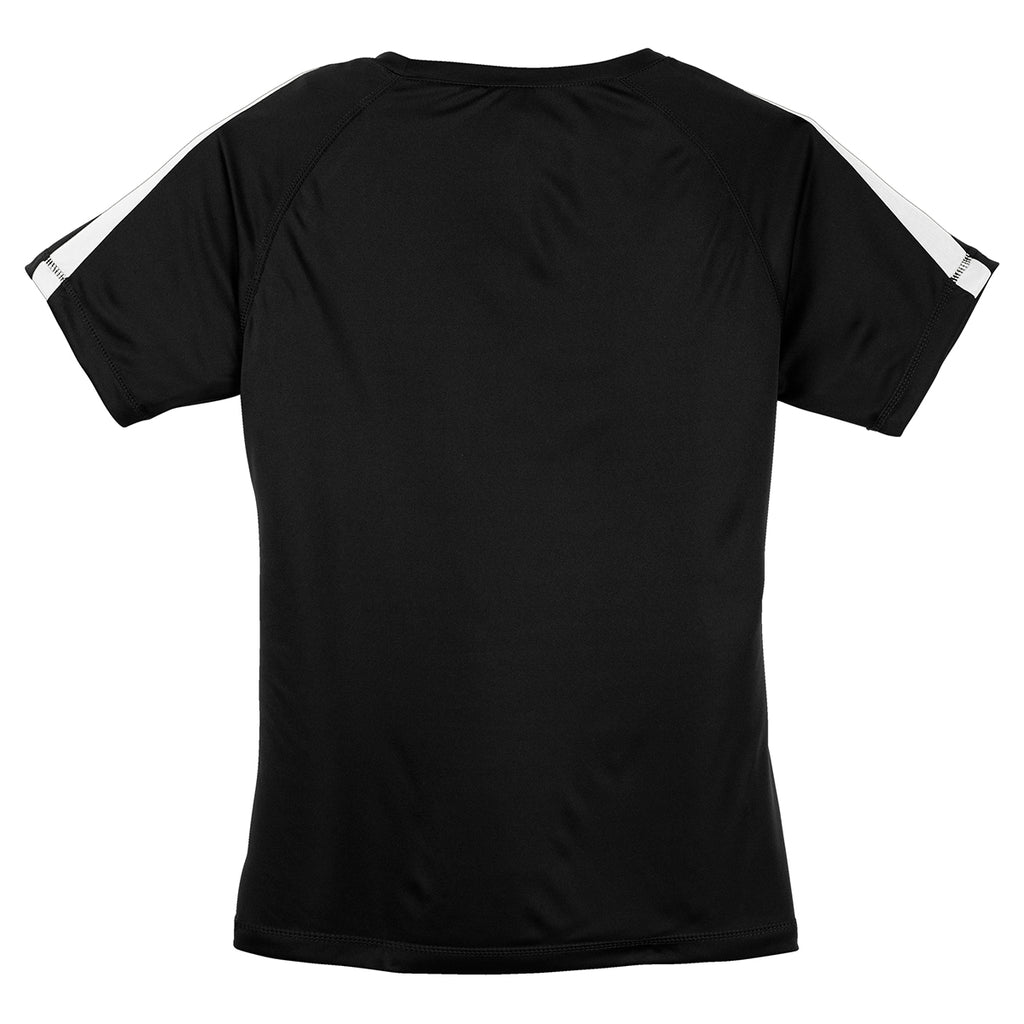 Sport-Tek Women's Black/White Colorblock PosiCharge Competitor Tee