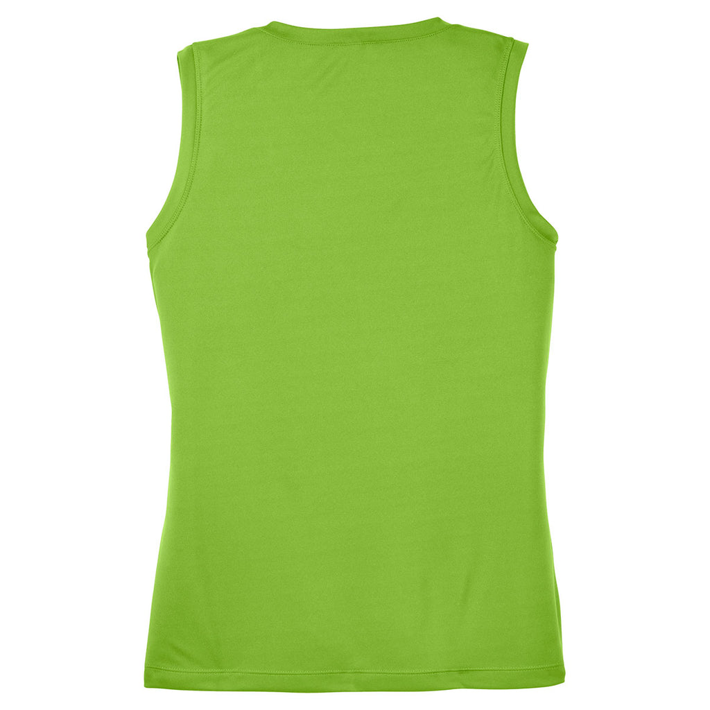 Sport-Tek Women's Lime Shock Sleeveless PosiCharge Competitor V-Neck Tee