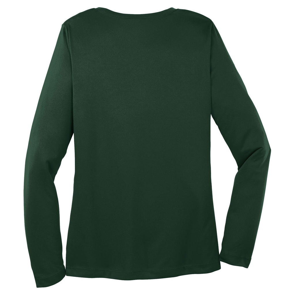 Sport-Tek Women's Forest Green Long Sleeve PosiCharge Competitor V-Neck Tee