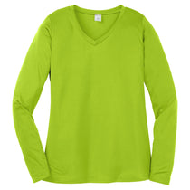 Sport-Tek Women's Lime Shock Long Sleeve PosiCharge Competitor V-Neck Tee