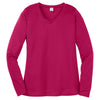 Sport-Tek Women's Pink Raspberry Long Sleeve PosiCharge Competitor V-Neck Tee