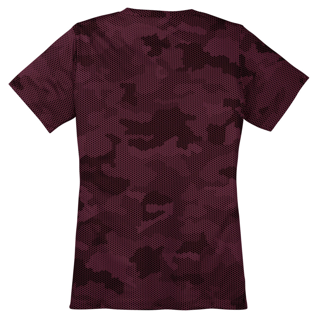 Sport-Tek Women's Maroon CamoHex V-Neck Tee