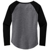 Sport-Tek Women's Black Triad Solid/Dark Grey Heather PosiCharge Long Sleeve Tri-Blend Wicking Scoop Neck Raglan Tee