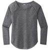 Sport-Tek Women's Dark Grey Heather PosiCharge Long Sleeve Tri-Blend Wicking Scoop Neck Raglan Tee