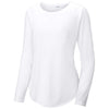 Sport-Tek Women's White Triad Solid PosiCharge Long Sleeve Tri-Blend Wicking Scoop Neck Raglan Tee