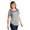 Sport-Tek Women's True Navy Heather/Light Grey Heather PosiCharge Tri-Blend Wicking Fan Tee