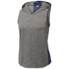 Sport-Tek Women's True Navy/Dark Grey Heather PosiCharge Tri-Blend Wicking Draft Hoodie Tank