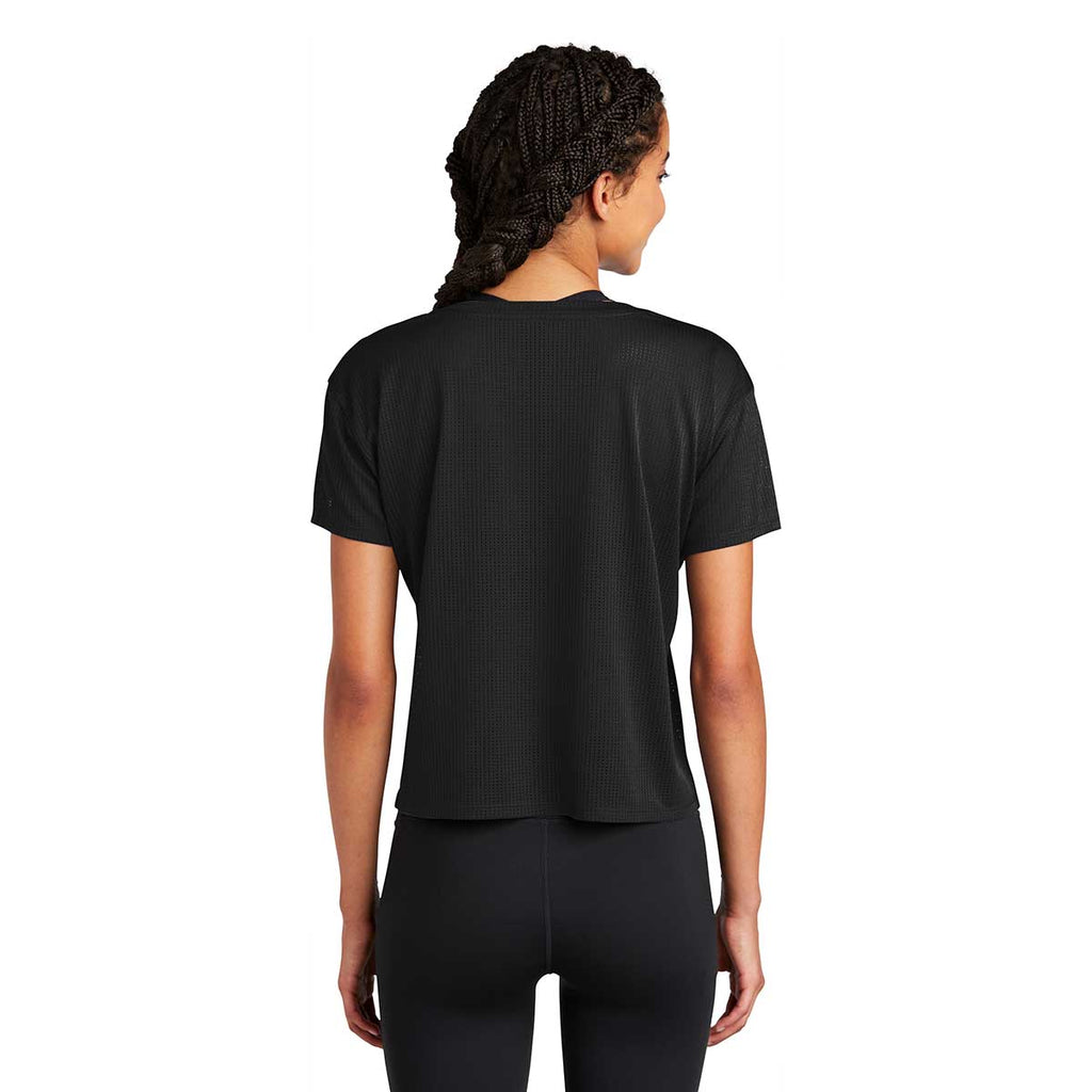 Sport-Tek Women's Black PosiCharge Tri-Blend Wicking Draft Crop Tee