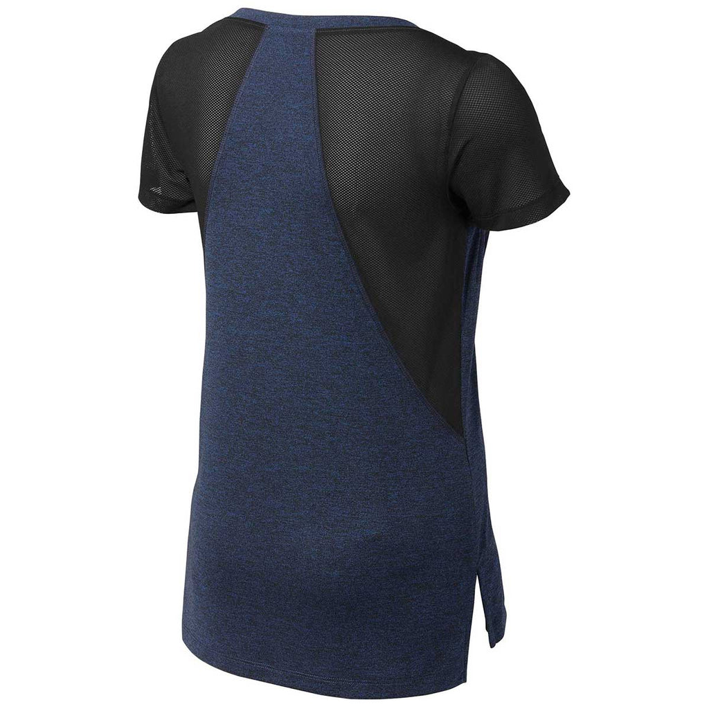 Sport-Tek Women's Dark Royal Heather/Black Endeavor Short Sleeve Tee