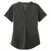 Sport-Tek Women's Black Heather Endeavor Henley