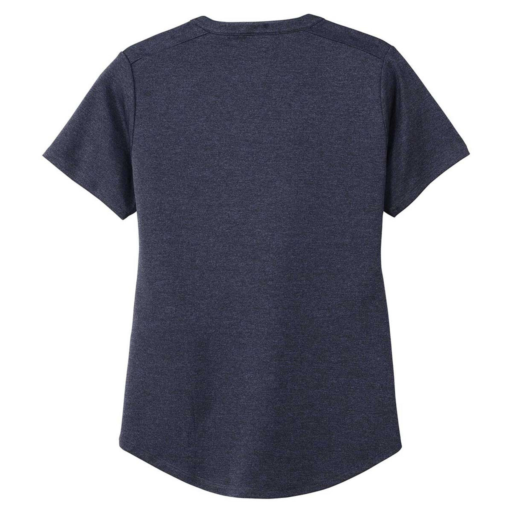 Sport-Tek Women's Deep Navy Heather Endeavor Henley