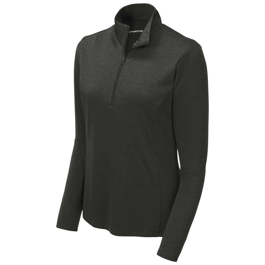 Sport-Tek Women's Black Heather Endeavor 1/4 Zip Pullover