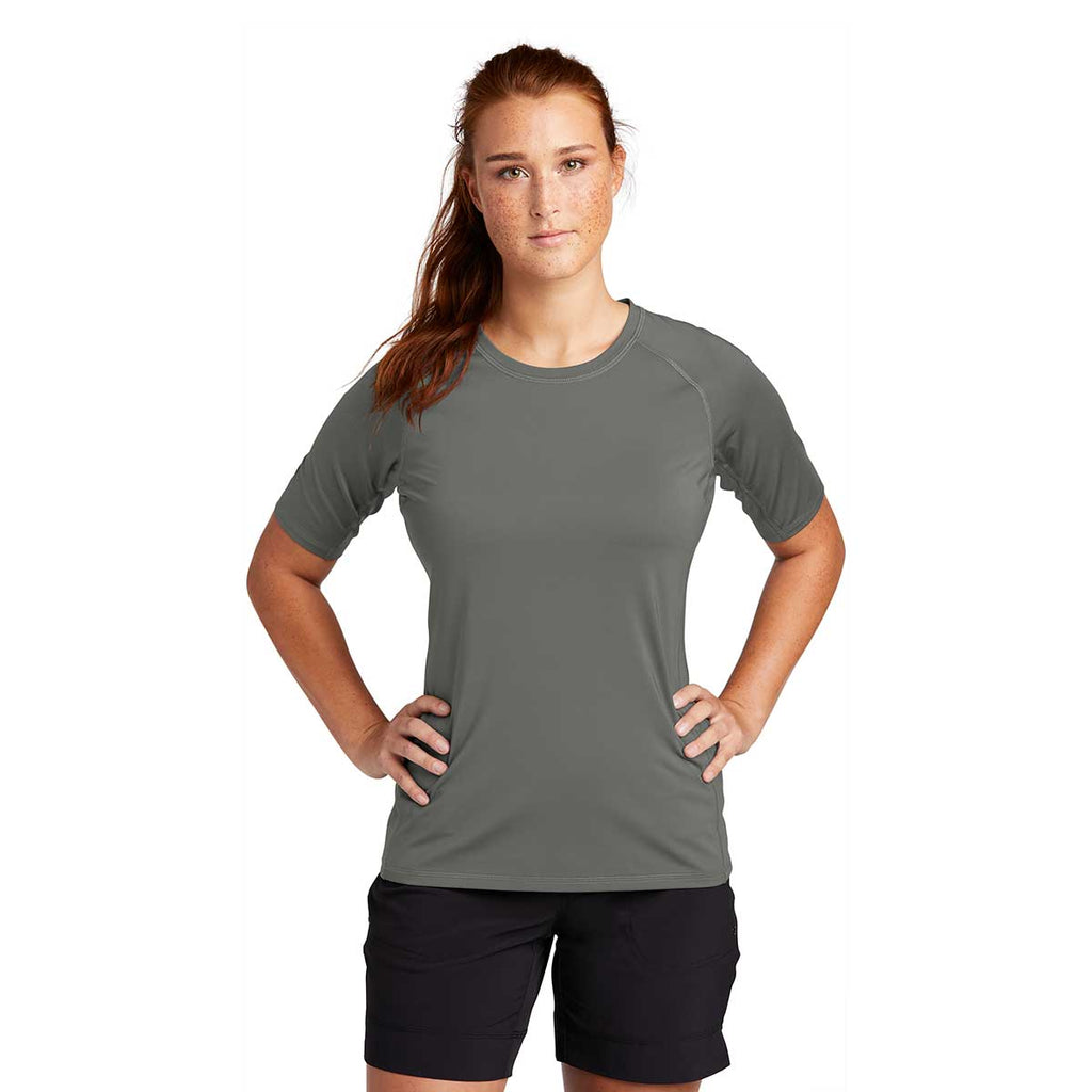 Sport-Tek Women's Dark Smoke Grey Short Sleeve Rashguard Tee