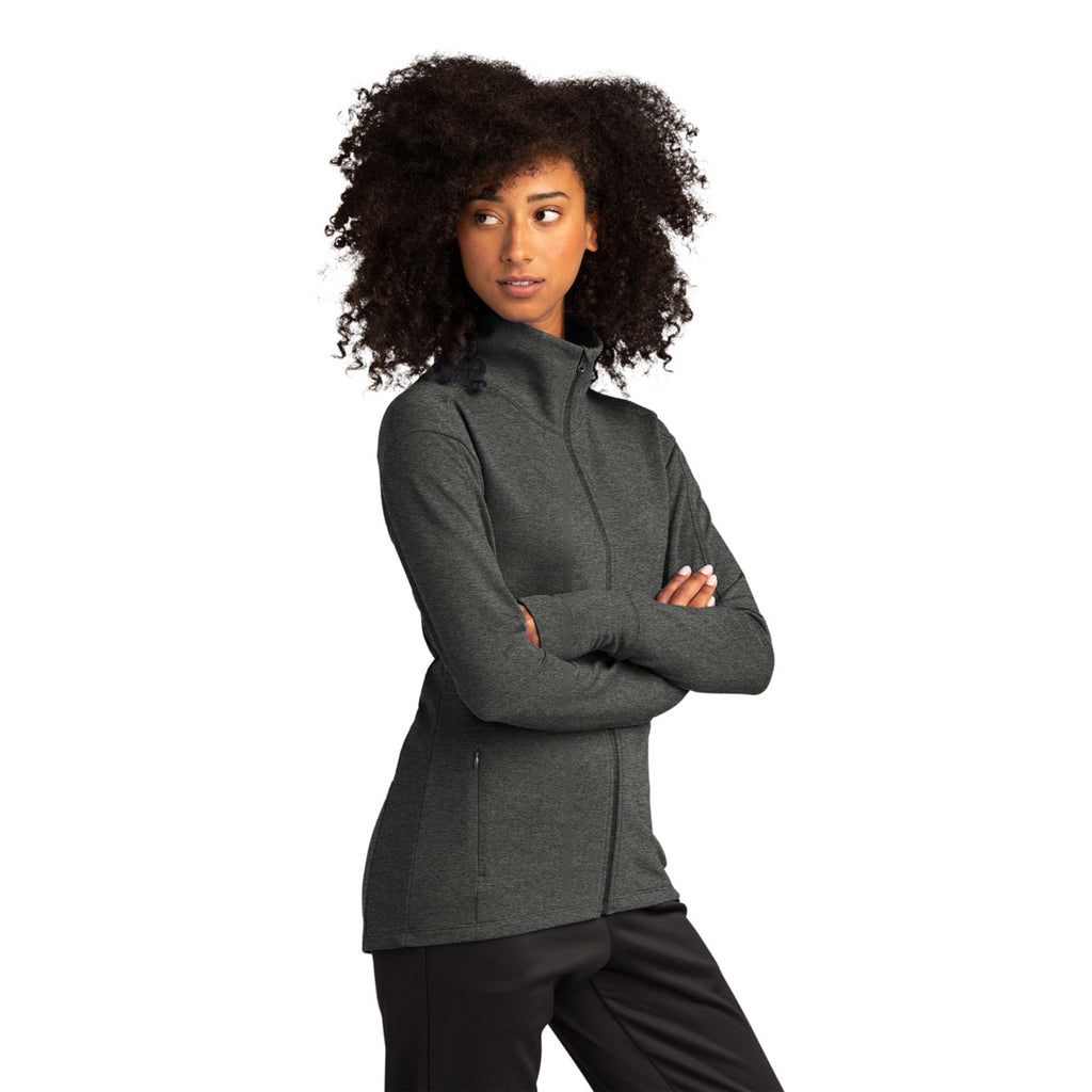 Sport-Tek Women's Dark Grey Heather Sport-Wick Flex Fleece Full-Zip