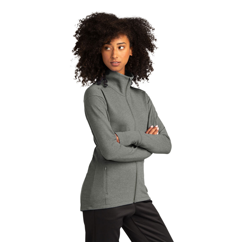 Sport-Tek Women's Light Grey Heather Sport-Wick Flex Fleece Full-Zip