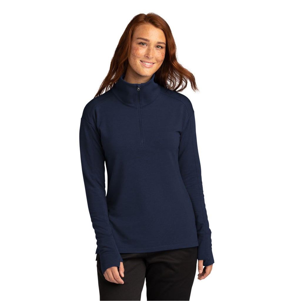 Sport-Tek Women's True Navy Sport-Wick Flex Fleece 1/4-Zip