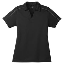 Sport-Tek Women's Black/Iron Grey Micropique Sport-Wick Piped Polo