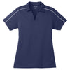 Sport-Tek Women's True Navy/White Micropique Sport-Wick Piped Polo