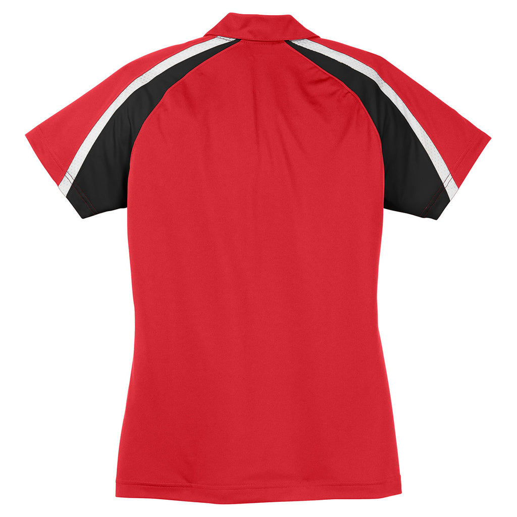 Sport-Tek Women's True Red/Black/White Tricolor Micropique Sport-Wick Polo