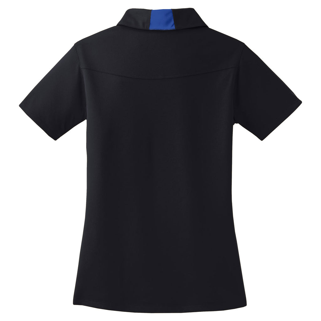 Sport-Tek Women's Black/True Royal Side Blocked Micropique Sport-Wick Polo