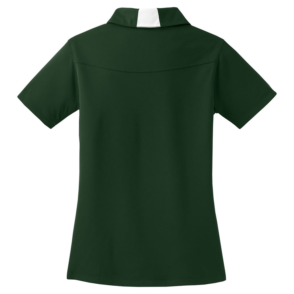 Sport-Tek Women's Forest Green/White Side Blocked Micropique Sport-Wick Polo