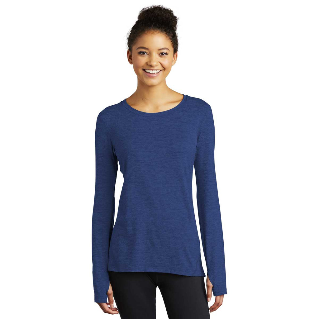 Sport-Tek Women's True Royal Heather Exchange 1.5 Long Sleeve Crew