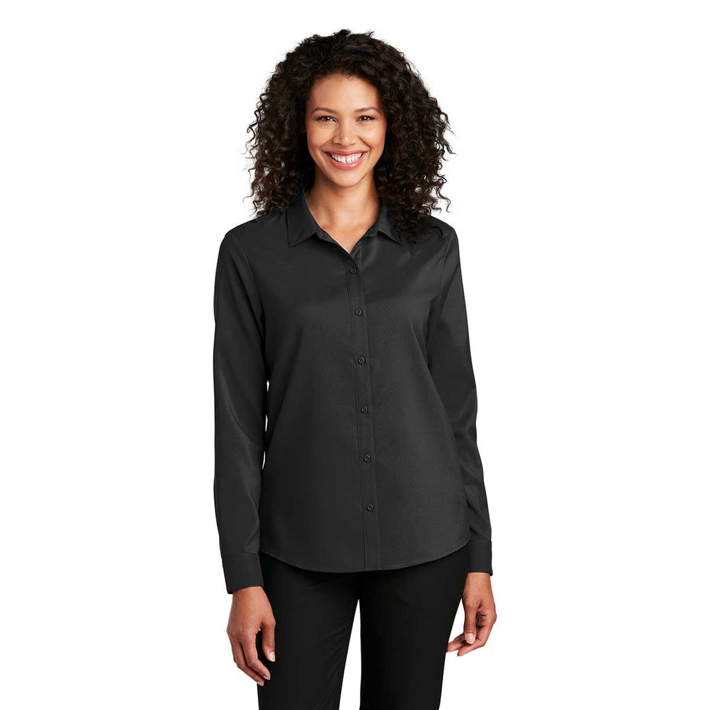 Port Authority Women's Black Long Sleeve Performance Staff Shirt