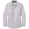 Port Authority Women's Black/White SuperPro Oxford Stripe Shirt