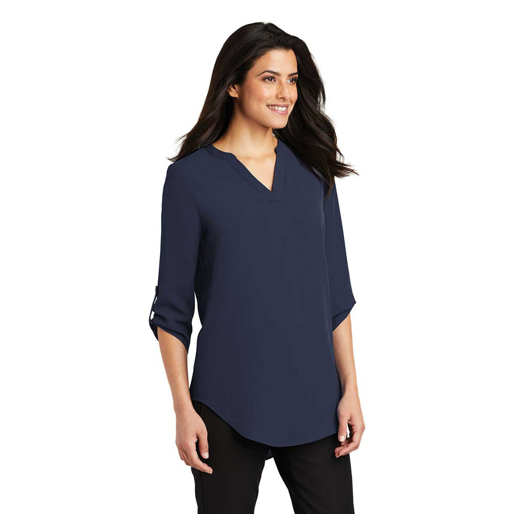 Port Authority Women's True Navy 3/4-Sleeve Tunic Blouse