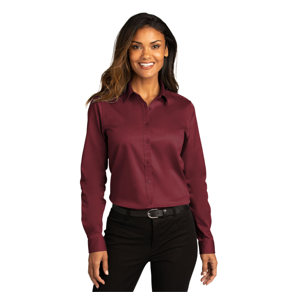 Port Authority Women's Burgundy Long Sleeve SuperPro React