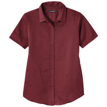 Port Authority Women's Burgundy Short Sleeve SuperPro React Twill Shirt