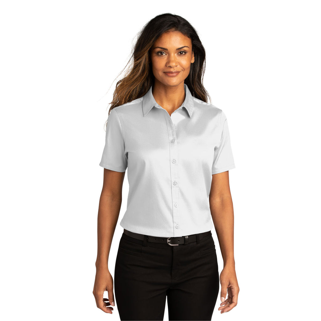 Port Authority Women's White Short Sleeve SuperPro React Twill Shirt