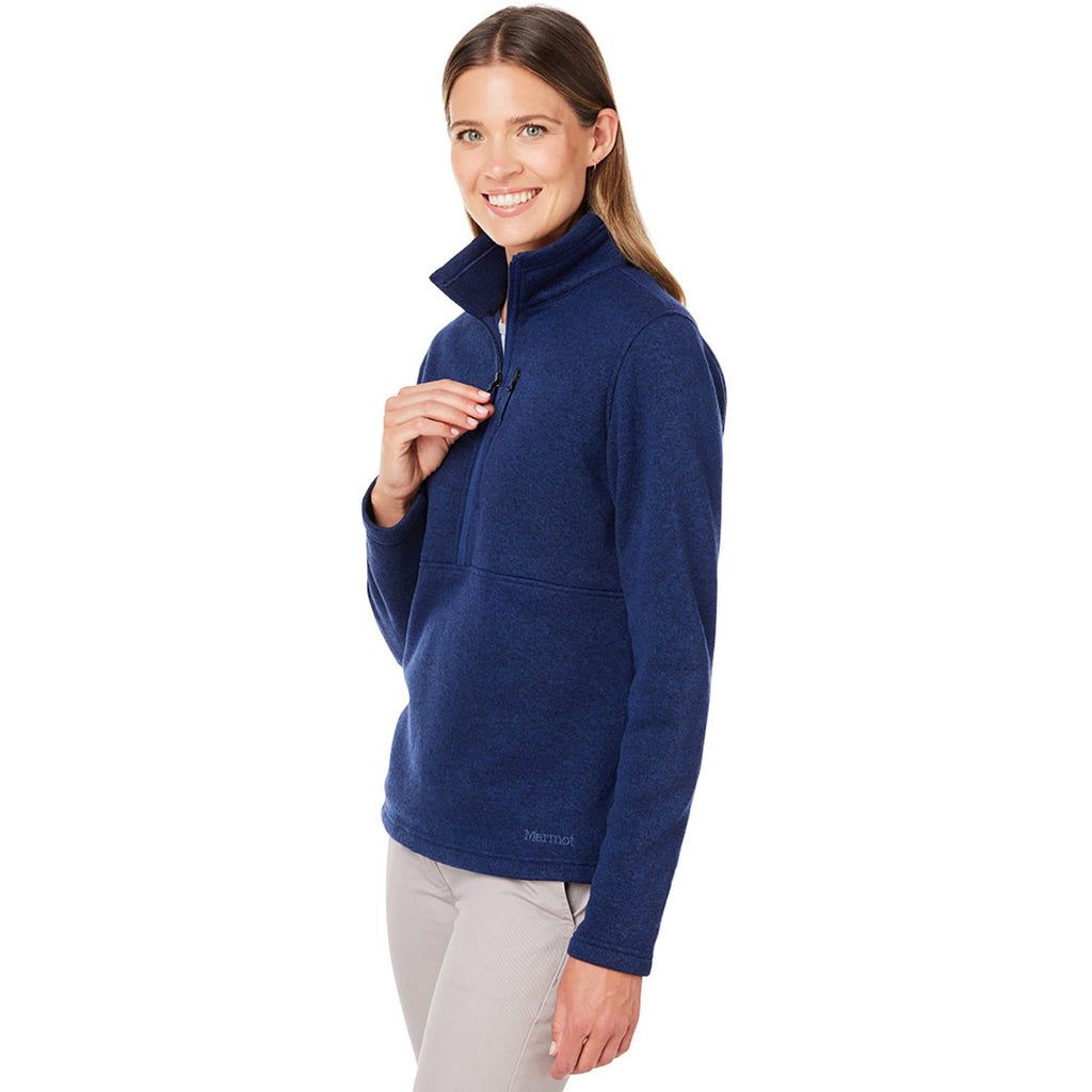 Marmot Women's Artic Navy Dropline 1/2 Zip Sweater Fleece Jacket