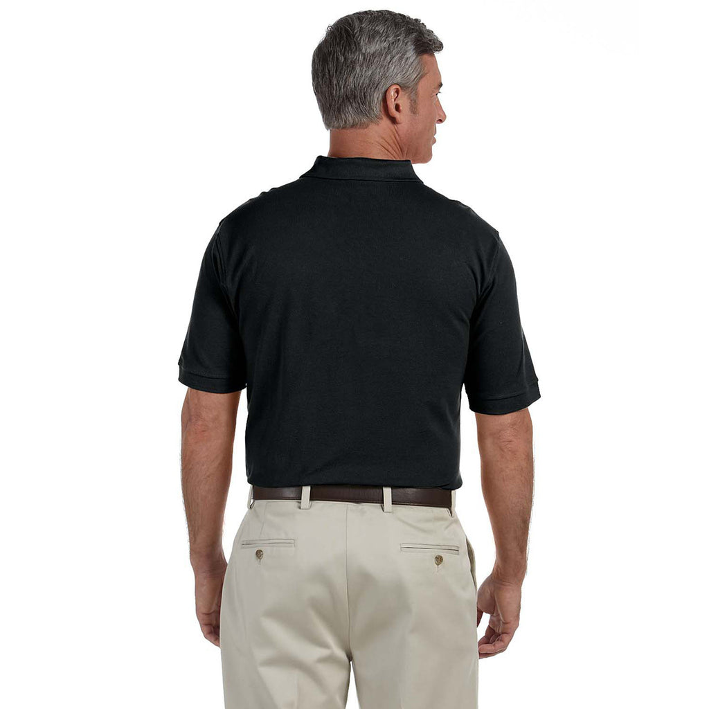 Harriton Men's Black Tall 6 oz. Ringspun Cotton Pique Short-Sleeve Polo