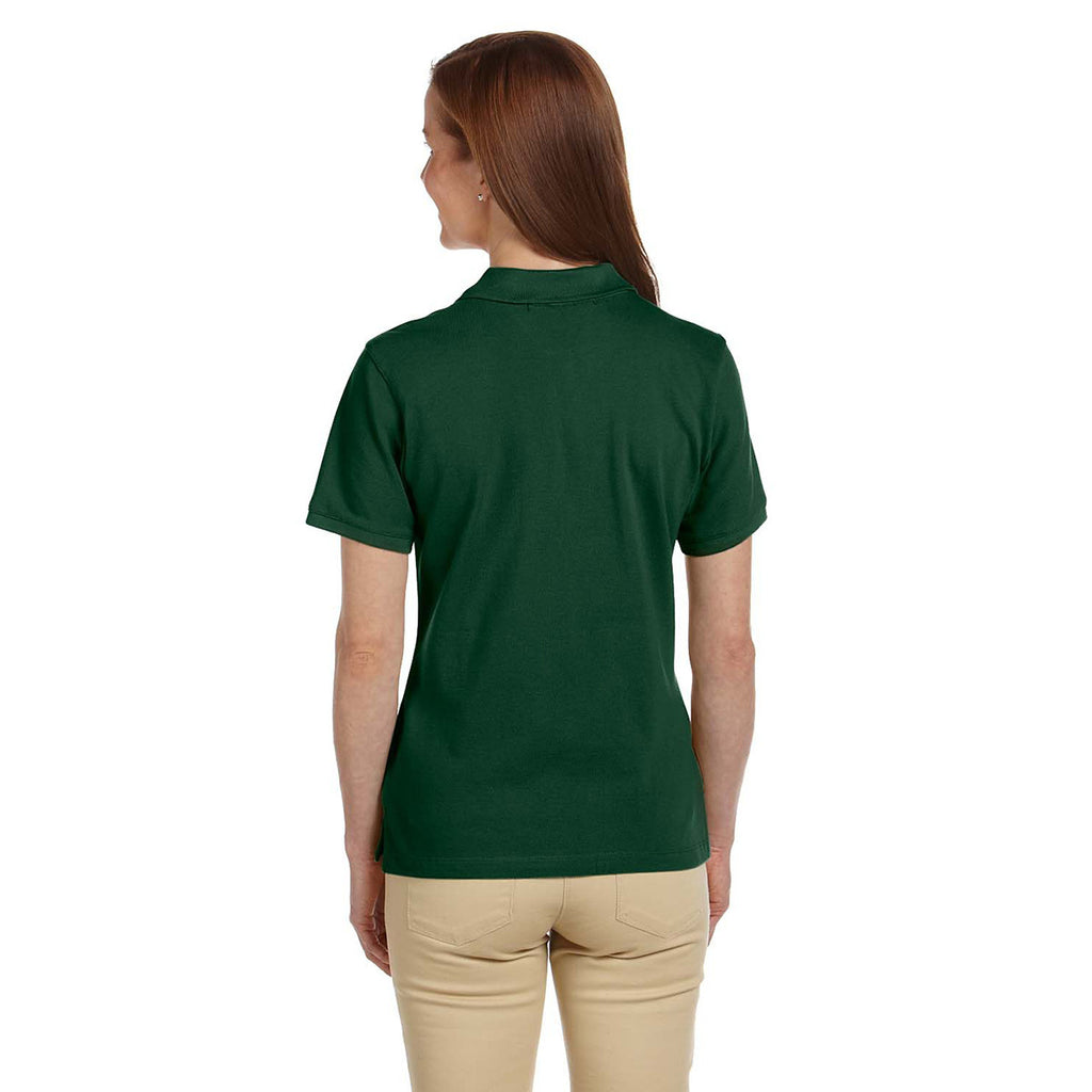 Harriton Women's Dark Green 6 oz. Ringspun Cotton Pique Short-Sleeve Polo