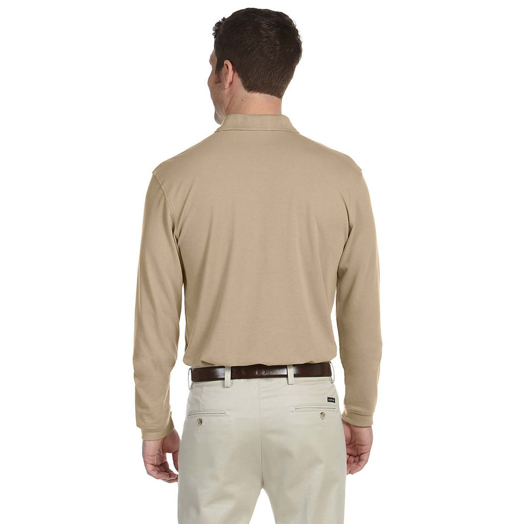 Harriton Men's Stone 5.6 oz. Easy Blend Long-Sleeve Polo