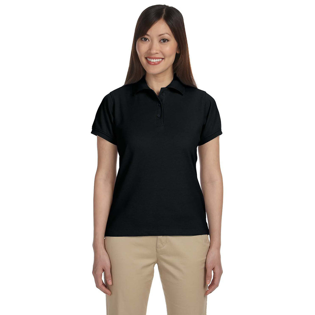 Harriton Women's Black 5 oz. Blend-Tek Polo