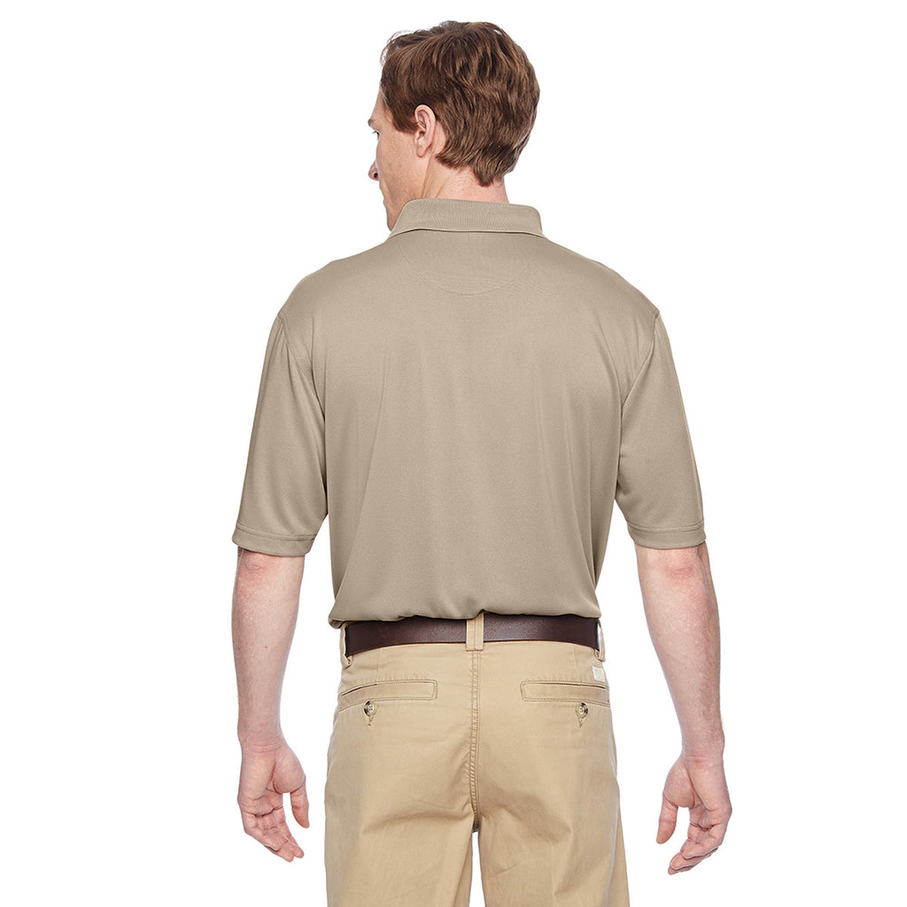 Harriton Men's Khaki Advantage IL Snap Placket Performance Polo