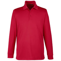 Harriton Men's Red Advantage Snag Protection Plus Long Sleeve Polo
