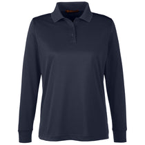 Harriton Women's Dark Navy Advantage Snag Protection Plus Long Sleeve Polo
