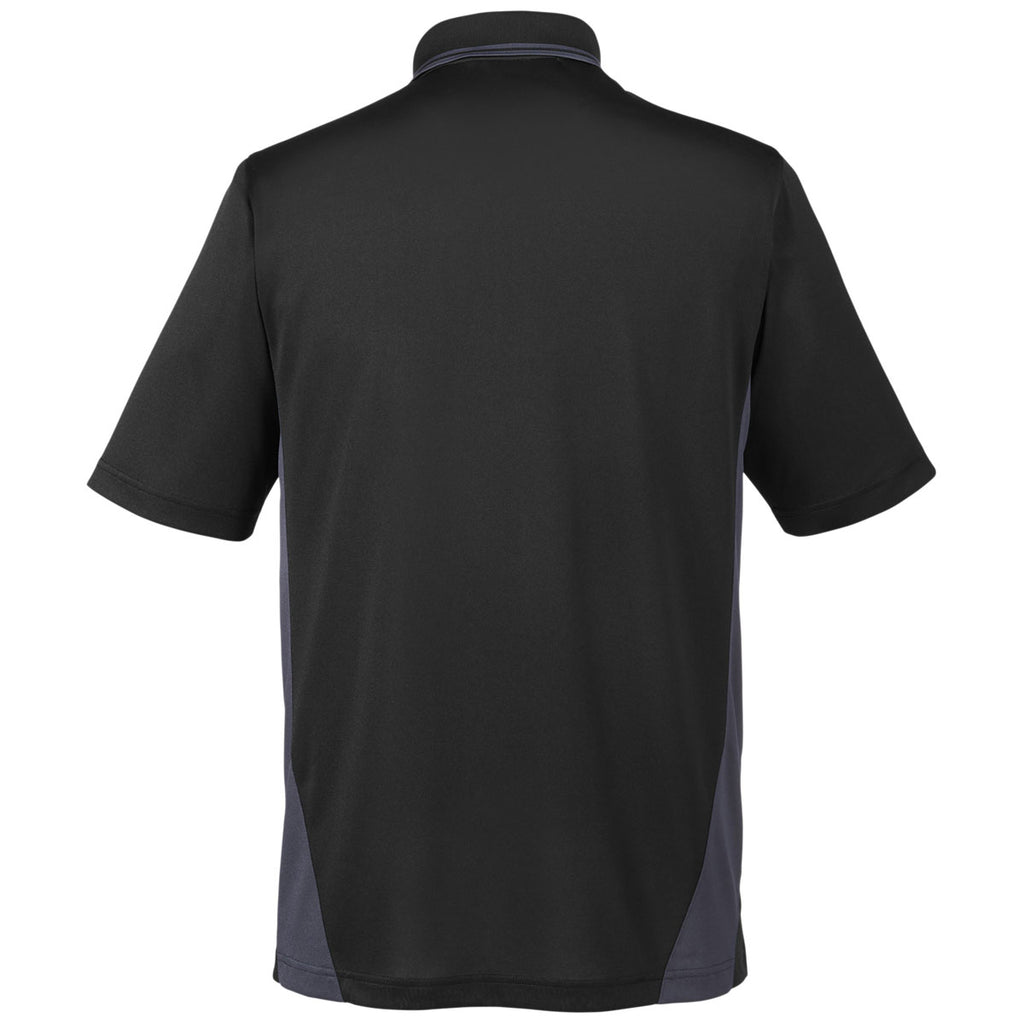 Harriton Men's Black/ Dark Charcoal Tall Flash Snag Protection Plus Colorblock Polo