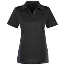Harriton Women's Black/Dark Charcoal Flash Snag Protection Plus Colorblock Polo