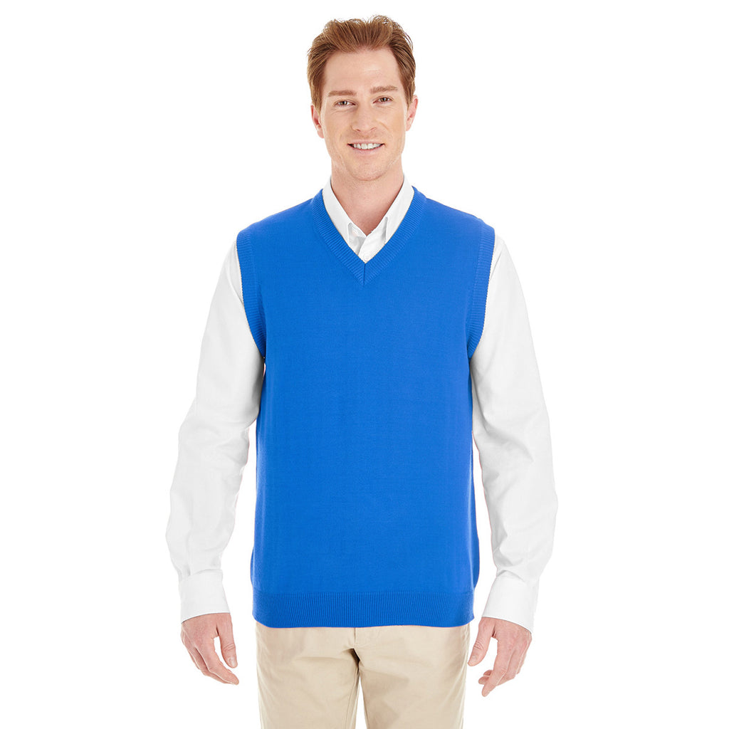 Harriton Men's True Royal Pilbloc V-Neck Sweater Vest