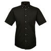 Harriton Men's Black Easy Blend Short-Sleeve Twill Shirt with Stain-Release