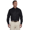 Harriton Men's Black Tall Easy Blend Long-Sleeve Twill Shirt with Stain-Release