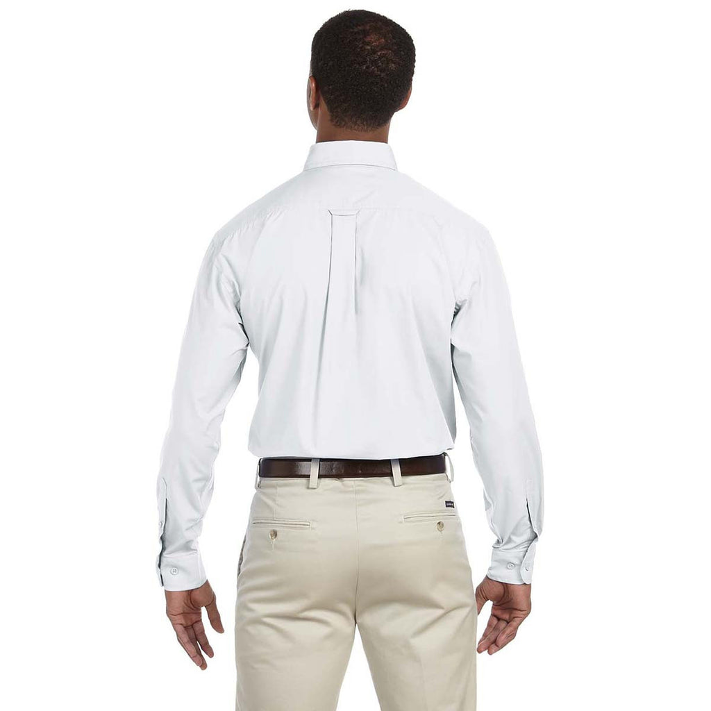 Harriton Men's White 3.1 oz. Essential Poplin