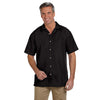 Harriton Men's Black Barbados Textured Camp Shirt