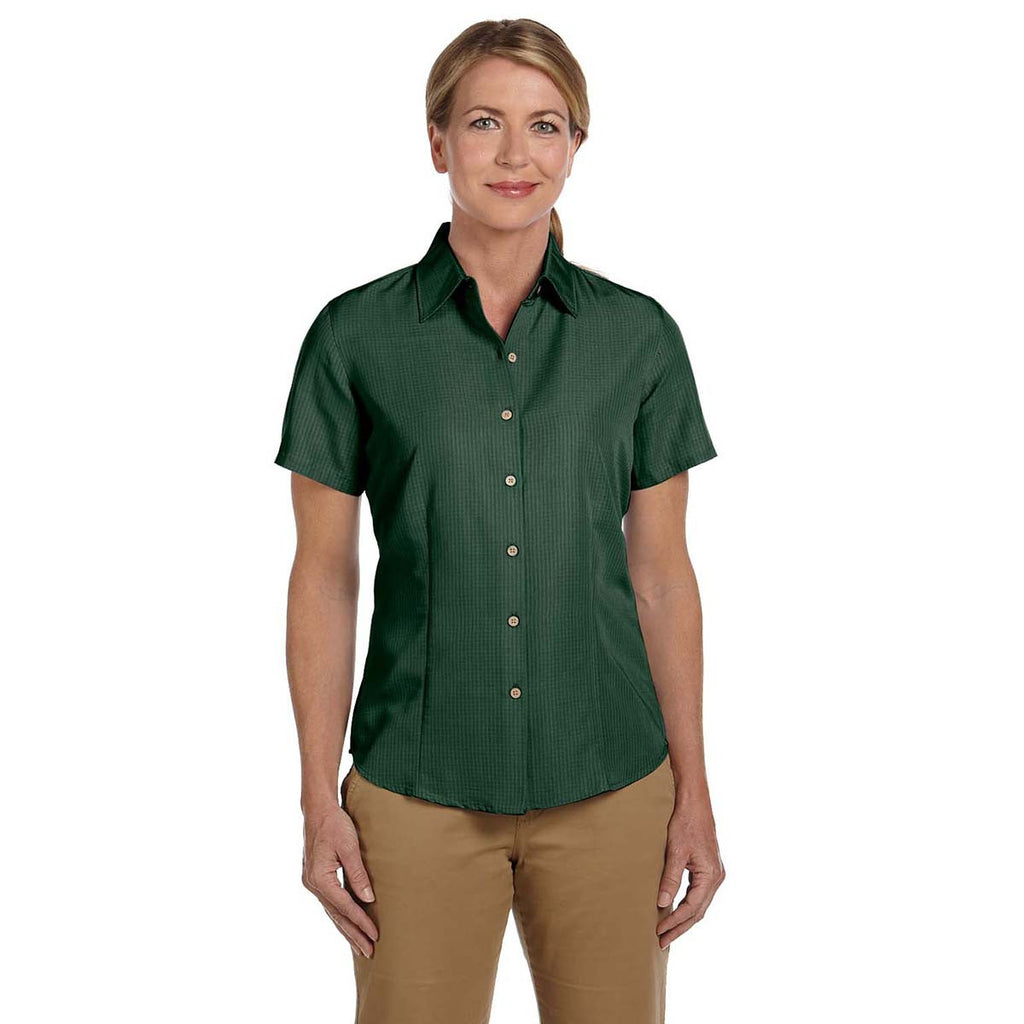 Harriton Women's Palm Green Barbados Textured Camp Shirt